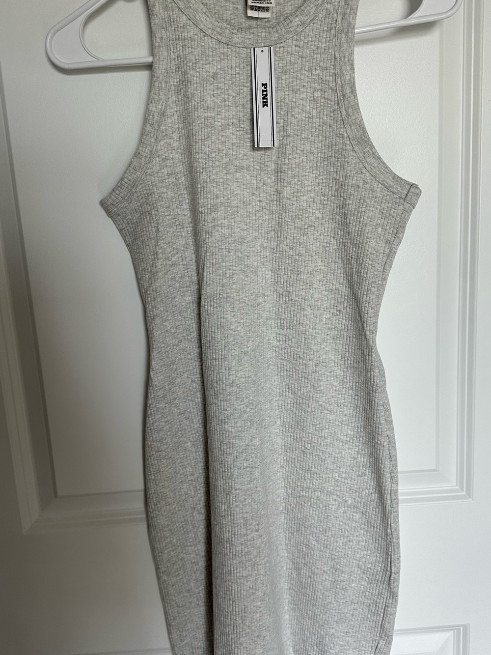 PINK Victoria's Secret Ribbed Tank Top Dress in Light Gray